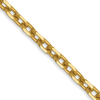 Buy Stylish 14K Gold 18-Inch Diamond-Cut 3mm Open Link Cable Chain