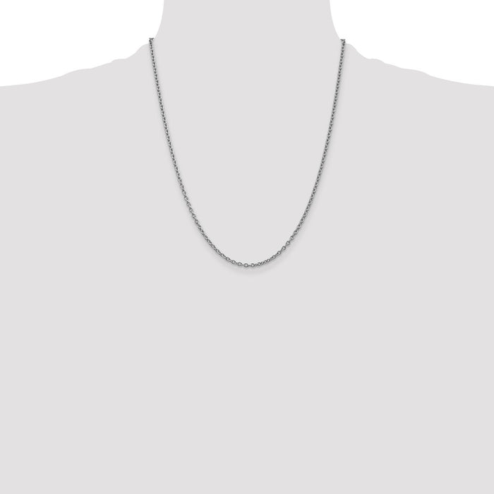Buy 14K White Gold 22-Inch 2.4mm Round Cable Chain - Stylish & Affordable!-4