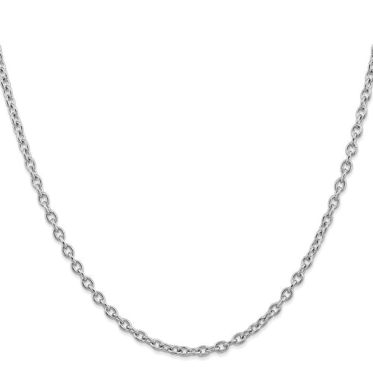 Buy Stylish 14K White Gold 18" 3.2mm Round Open Link Cable Chain