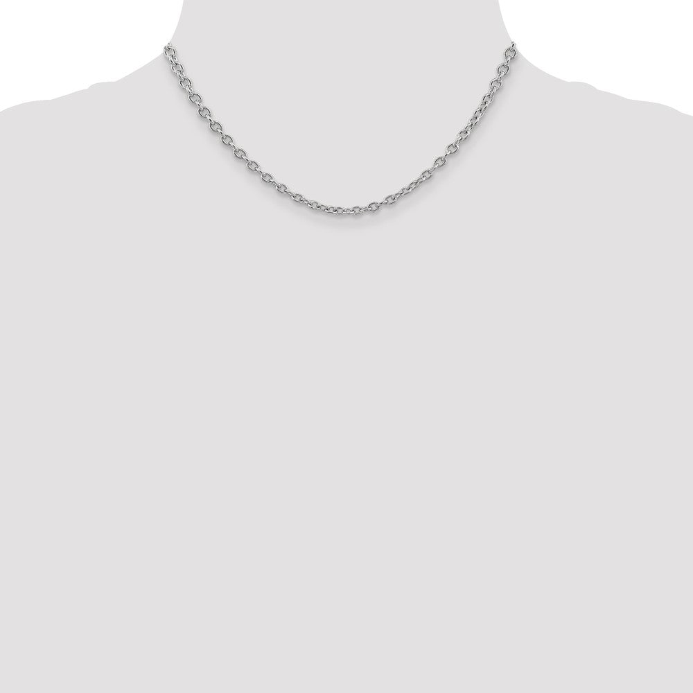 Exclusive 14K White Gold 3.2mm Round Open Link Chain - Stylish 16-Inch Design