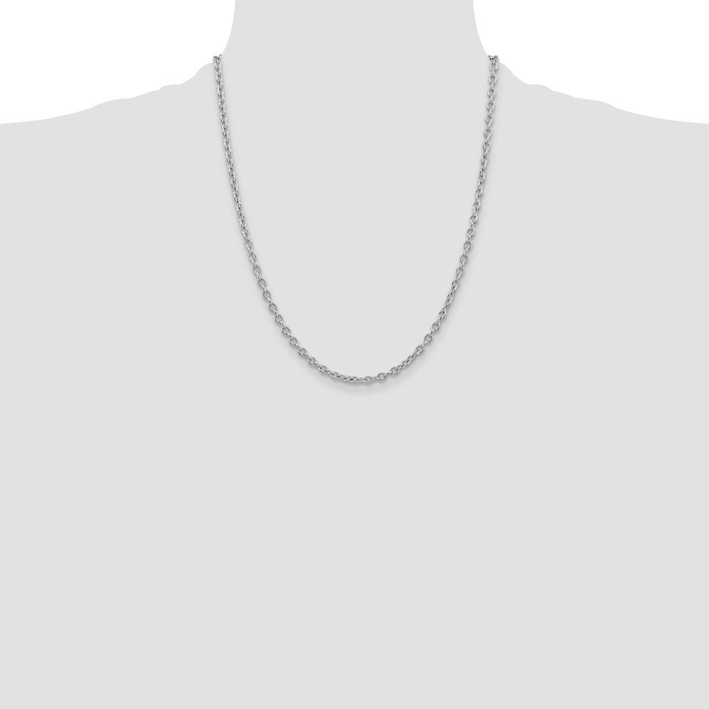 Buy 14K White Gold 22-Inch 3.2mm Round Cable Chain - Stylish & Affordable!
