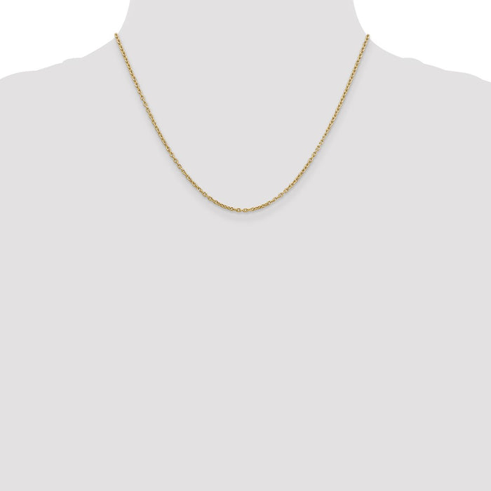 Buy Stylish 14K Gold 18-Inch 2mm Open Link Cable Chain - Luxury Quality!-4