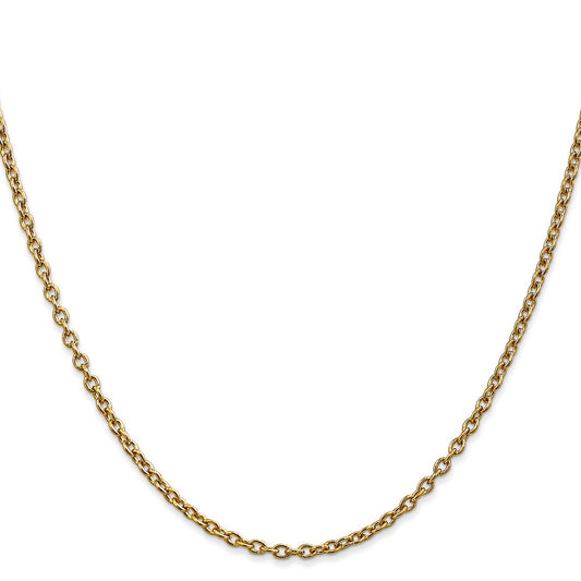 Shop 14K Gold 22-Inch 2.4mm Round Open Link Chain - Stylish & Affordable!