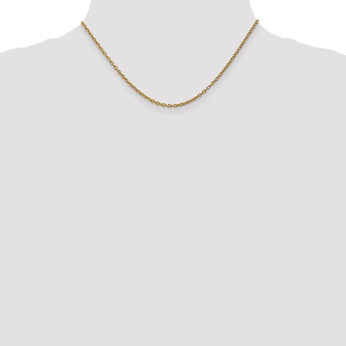 Buy Stylish 14K Gold 16-Inch Round Open Link Cable Chain - 2.4mm Luxury Design-4