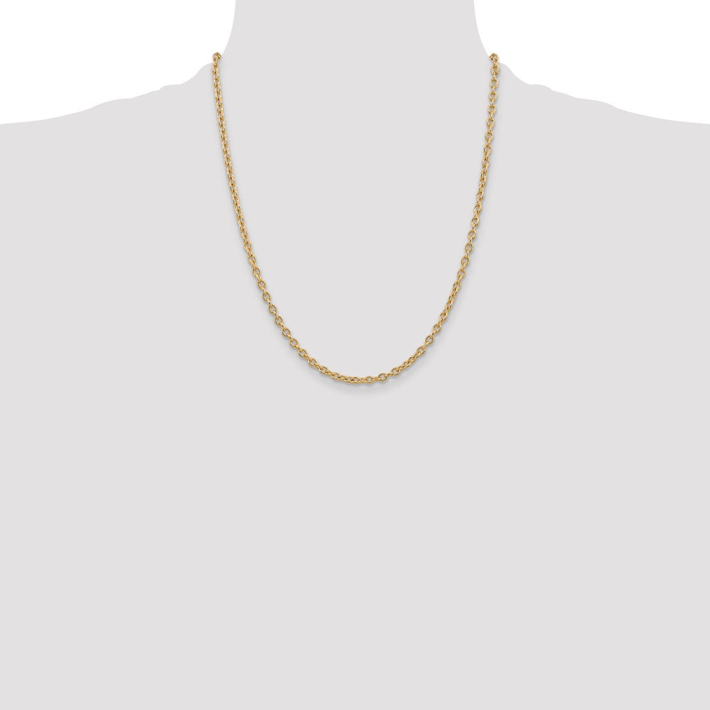Buy Stylish 14K Gold 22-Inch 3.2mm Round Open Link Chain - Luxury Design