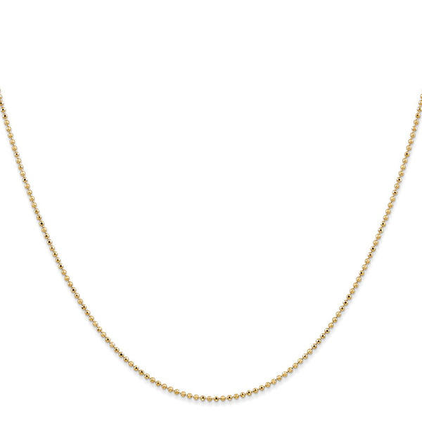14K Gold 1.2mm Diamond Cut Beaded Pendant Chain