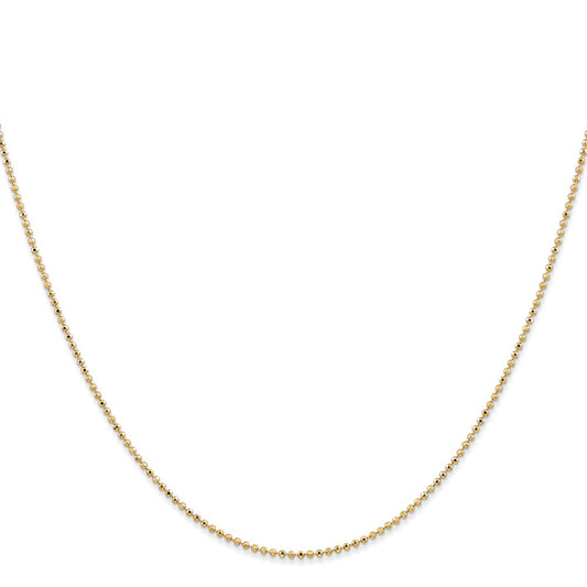 High-Quality 14K Gold 14-Inch Diamond-Cut Beaded Chain - Stylish & Durable