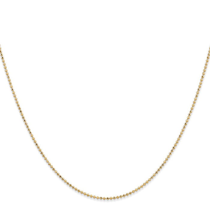 High-Quality 14K Gold 14-Inch Diamond-Cut Beaded Chain - Stylish & Durable-2