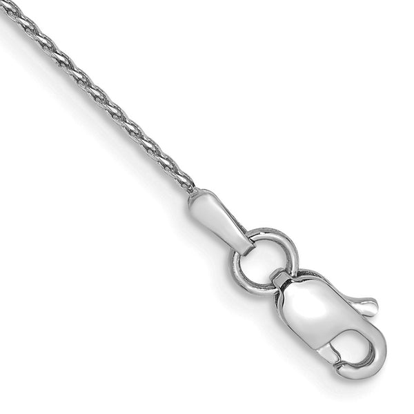 14K White Gold 7-Inch Diamond-Cut Wheat Bracelet