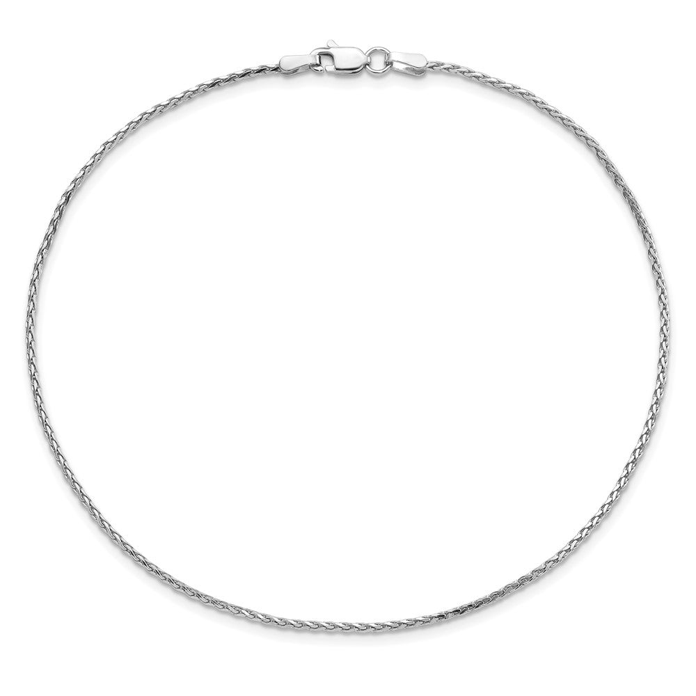 Buy Stylish 14K White Gold 10-Inch Diamond-Cut Wheat Anklet - Luxury Look