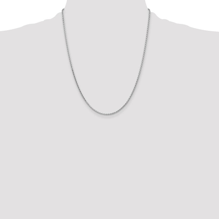 Buy Affordable 14K White Gold 22-Inch Diamond-Cut Wheat Chain - 1.9mm-4
