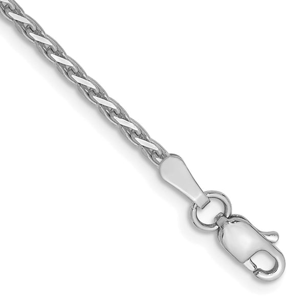 14K White Gold Diamond-Cut Bracelet - 1.9mm