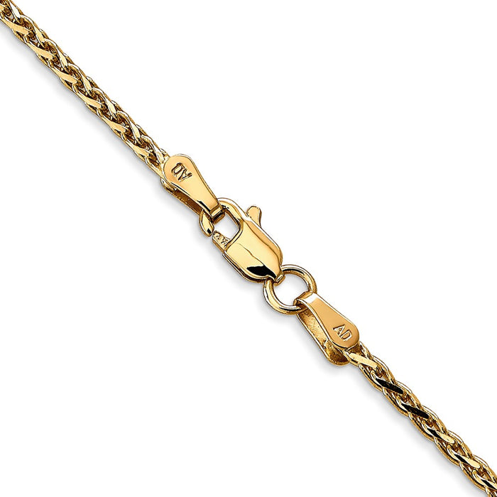 Buy 14K Gold 24-Inch 1.9mm Diamond-Cut Parisian Wheat Chain - Stylish Value!-3