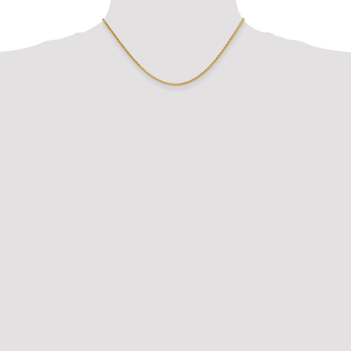 Buy Stylish 14K Gold 16-Inch 1.9mm Diamond-Cut Parisian Wheat Chain-4