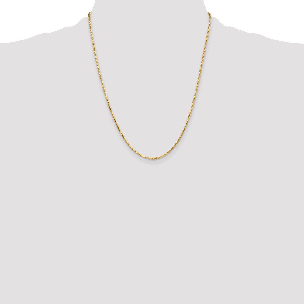 High-Quality 14K Gold 22-Inch 1.9mm Diamond-Cut Parisian Wheat Chain