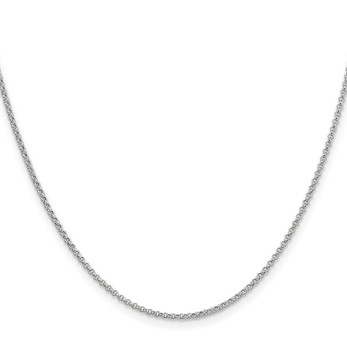 Buy 14K White Gold 24-Inch Rolo Chain - Stylish 1.55mm Lobster Clasp-2