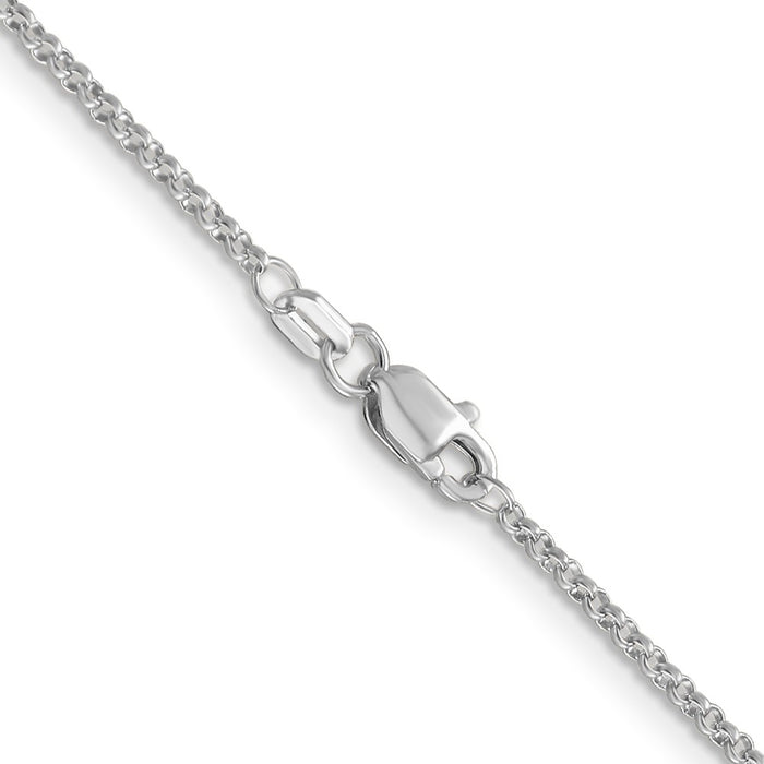 Buy 14K White Gold 24-Inch Rolo Chain - Stylish 1.55mm Lobster Clasp-3