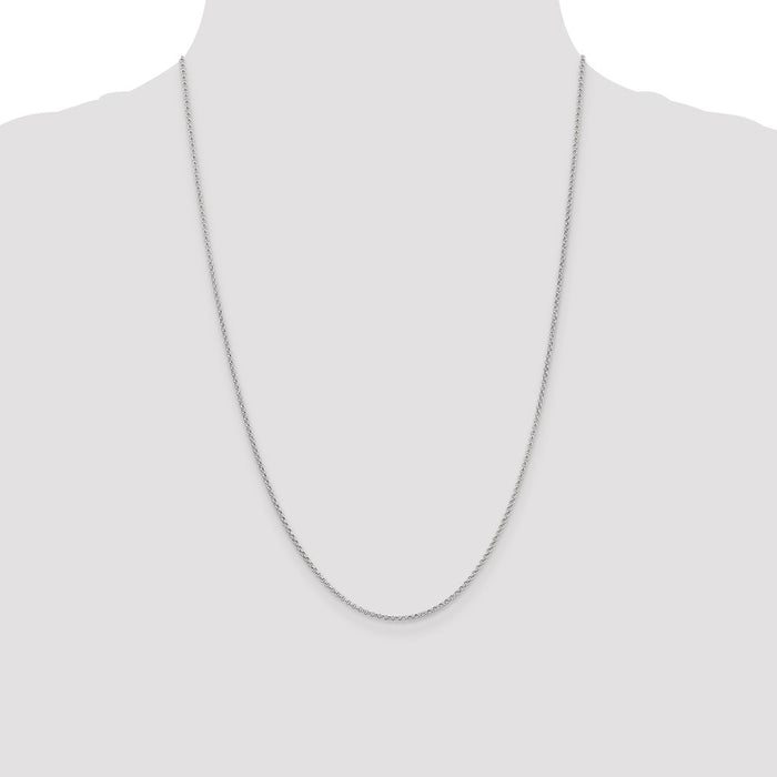 Buy 14K White Gold 24-Inch Rolo Chain - Stylish 1.55mm Lobster Clasp-4