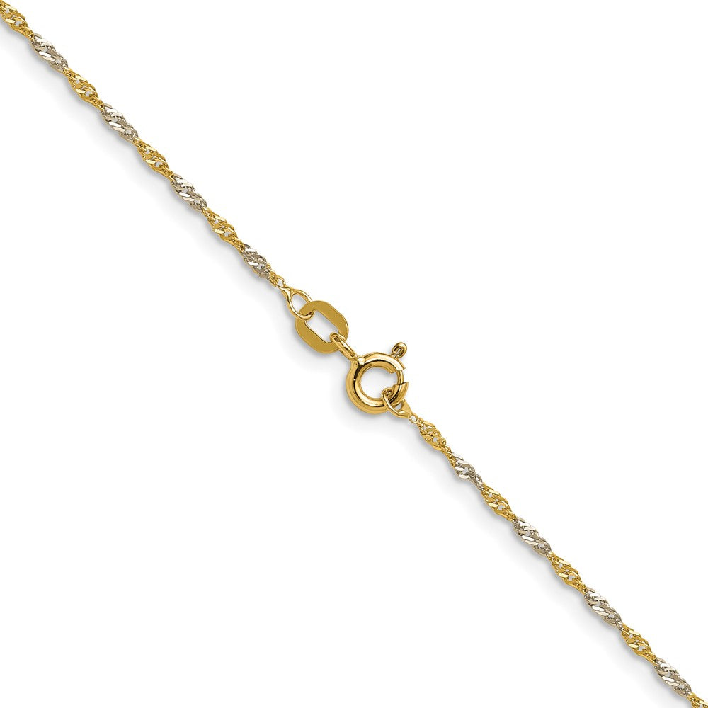 Shop Stylish 1.4mm Singapore Chain in 14K Gold with Rhodium Finish