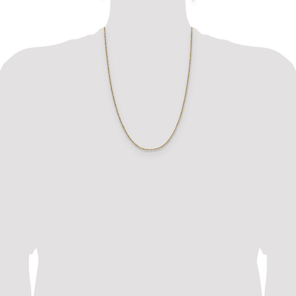 Shop Stylish 1.4mm Singapore Chain in 14K Gold with Rhodium Finish