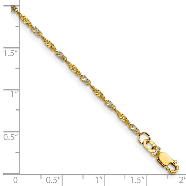 1.65mm Singapore Chain in 14K Yellow Gold - Rhodium
