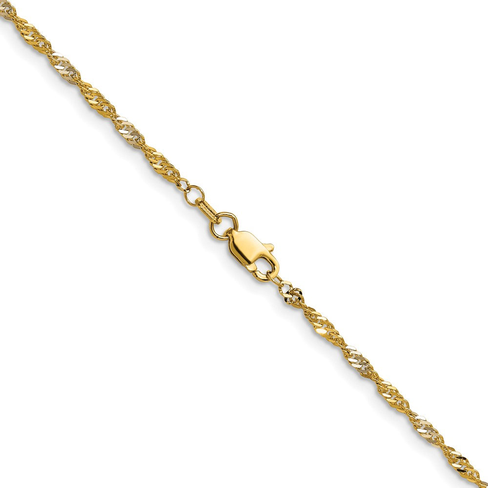 Buy 1.9mm Singapore Chain in 14K Yellow Gold - Luxury Rhodium Finish