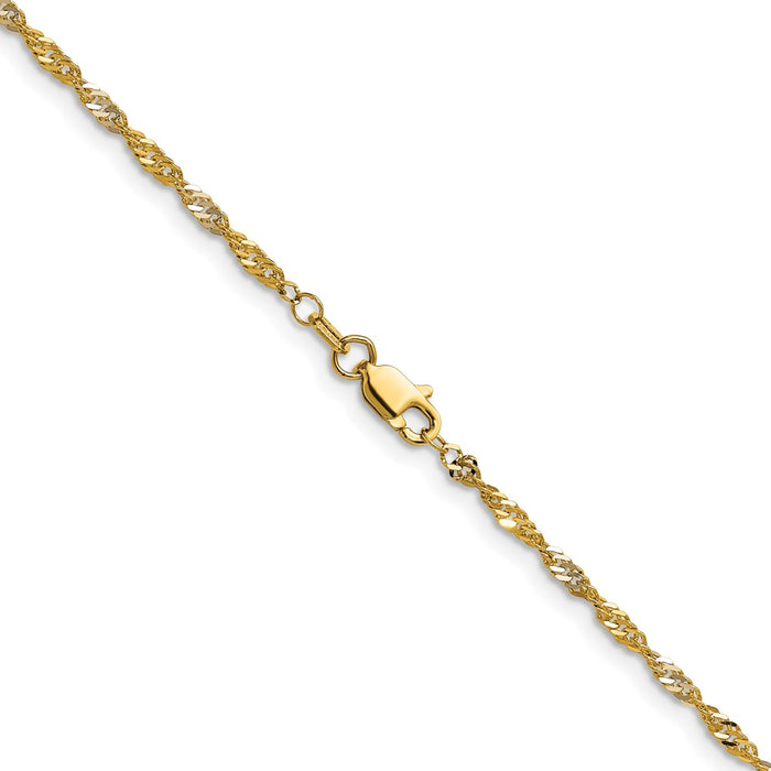 Buy 1.9mm Singapore Chain in 14K Yellow Gold - Luxury Rhodium Finish-3