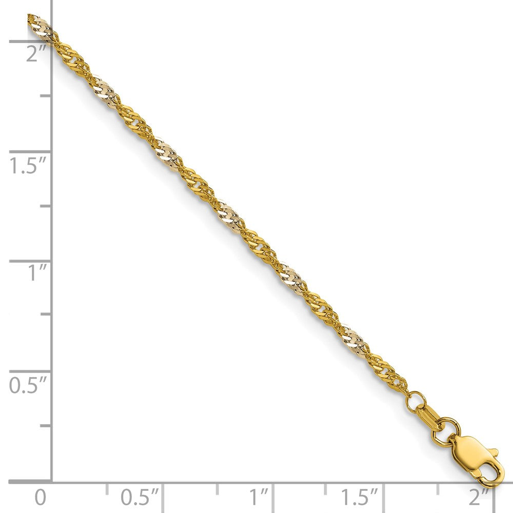 Buy 1.9mm Singapore Chain in 14K Yellow Gold - Luxury Rhodium Finish