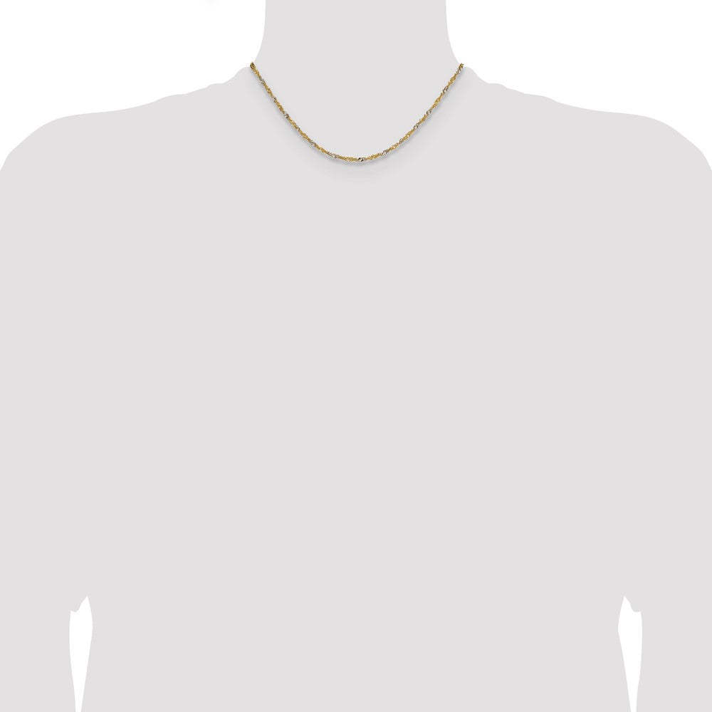Shop Stylish 1.9mm Singapore Chain in 14K Yellow Gold - Luxury Rhodium Finish