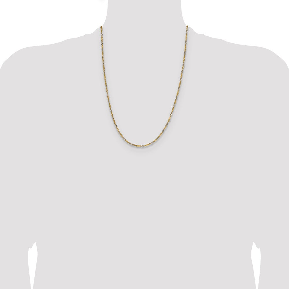 Buy 1.9mm Singapore Chain in 14K Yellow Gold - Luxury Rhodium Finish