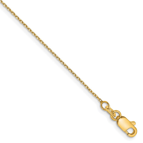 14K Gold 0.8mm Diamond Cut Forzantine Cable Chain Anklet