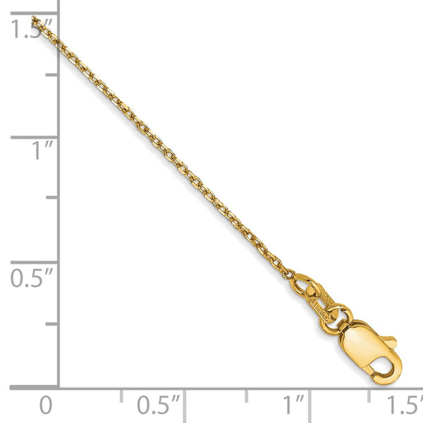 14K Gold 1.0mm Diamond Cut Forzantine Cable Chain Anklet