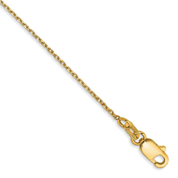 14K Gold 1.0mm Diamond Cut Forzantine Cable Chain Anklet