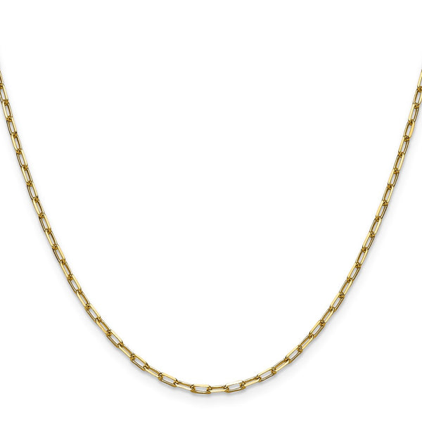 14K Solid Gold 2.1mm Beveled Paperclip Chain
