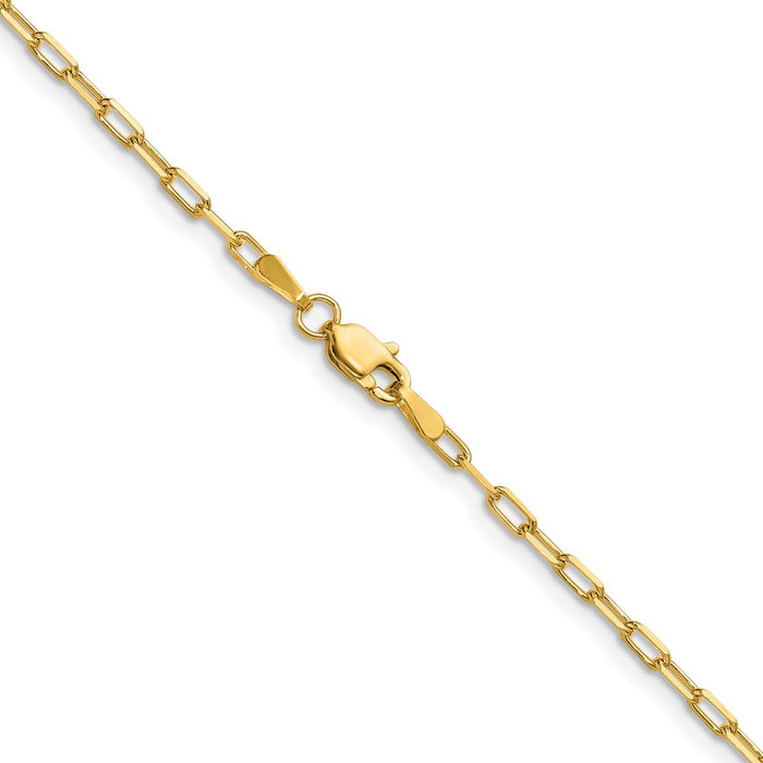 High-Quality 14K Gold 2.1mm Beveled Paperclip Chain - Stylish & Affordable!-3