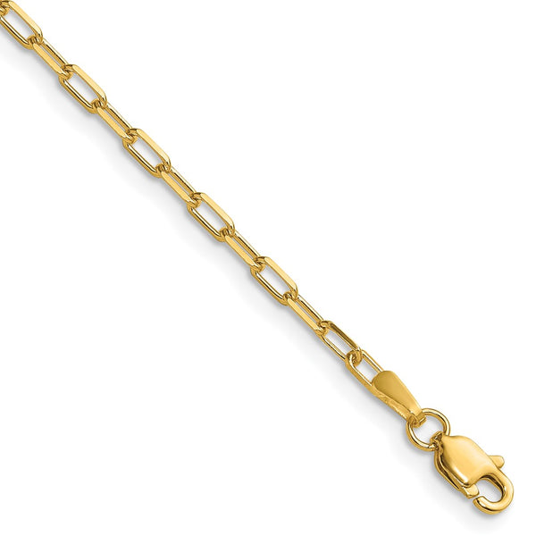 14K Solid Gold Beveled Paperclip Chain, 2.1mm