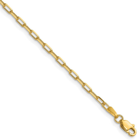 High-Quality 14K Gold 2.1mm Beveled Paperclip Chain - Stylish & Affordable!