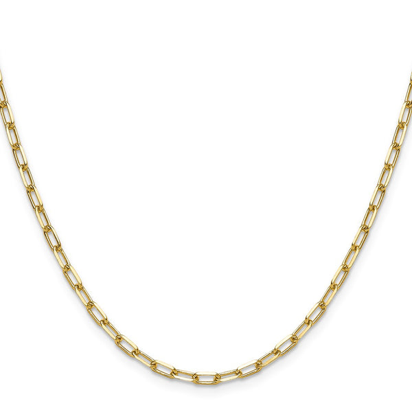 14K Solid Gold 3.0mm Beveled Paperclip Chain