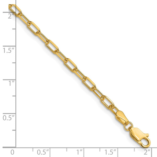 14K Solid Gold Beveled Paperclip Chain - 3.0mm