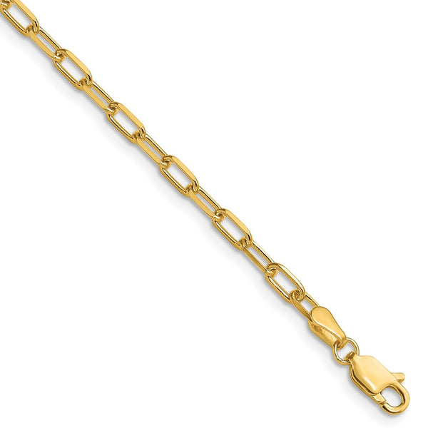 14K Solid Gold Beveled Paperclip Chain - 3.0mm