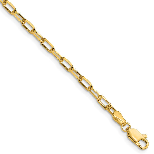 14K Solid Gold 3.0mm Beveled Paperclip Chain