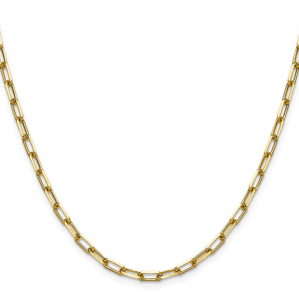 14K Solid Gold Beveled Paperclip Chain - 3.5mm