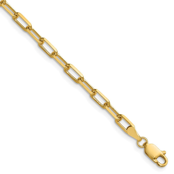 14K Solid Gold 3.5mm Beveled Paperclip Chain