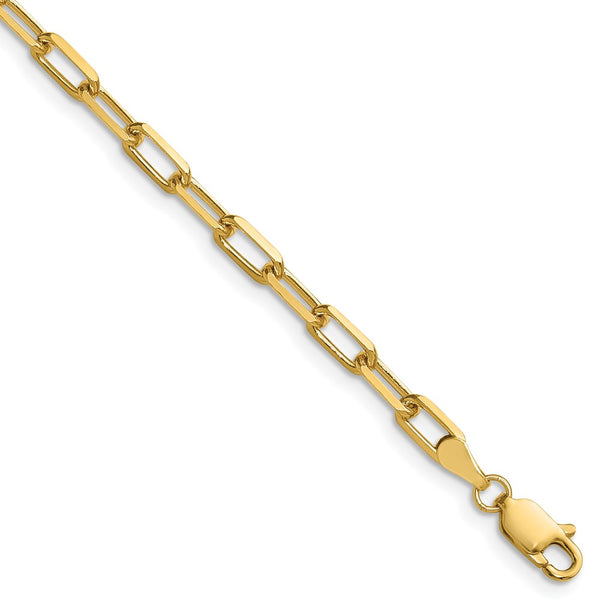 14K Solid Gold Beveled Paperclip Chain - 3.5mm