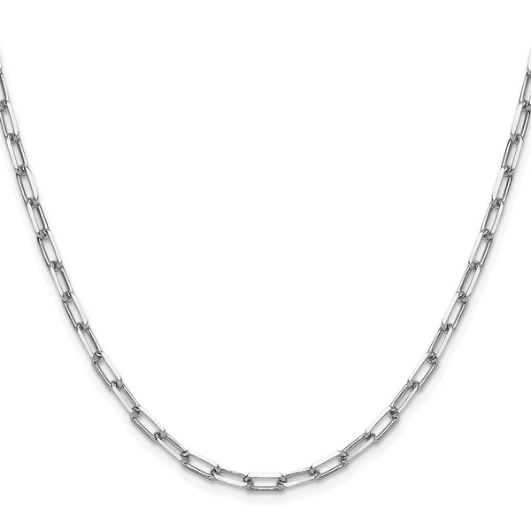 14K White Gold 3.5mm Solid Beveled Paperclip Link Chain