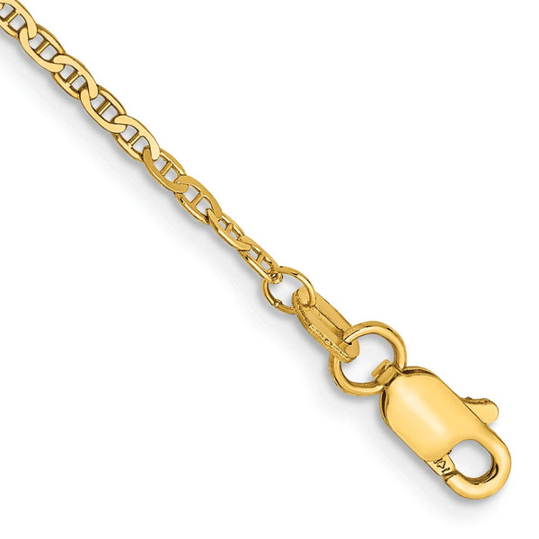 14K Gold 1.5mm Lightweight Flat Anchor Link Anklet