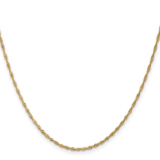 Buy Stylish 14K Gold 14-Inch Singapore Chain, 1.40mm - Affordable Luxury!