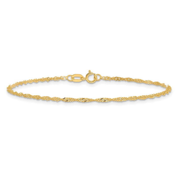 Shop Stylish 14K Gold Singapore Chain Anklet - 9-Inch, 1.40mm, Affordable Luxury-2
