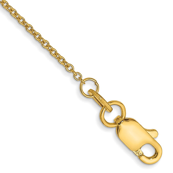 14K Gold 10-Inch 1mm Round Link Anklet