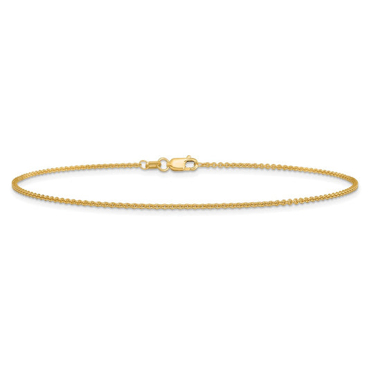 Exclusive 14K Gold 10-Inch 1.4mm Round Open Link Cable Anklet - Affordable Luxury!